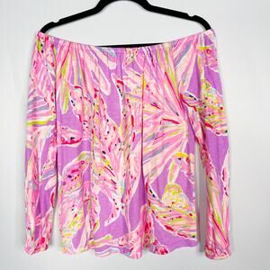 Lilly Pulitzer XSmall Pink Purple Enna Off The Shoulder Top Amethyst Sunseekers
